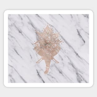 Rose gold abstract elephant - white marble Sticker